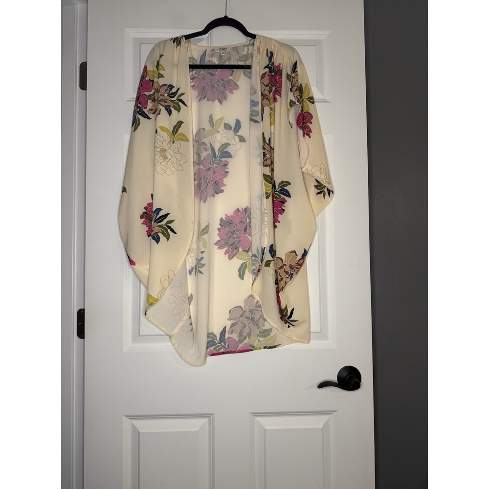 Umgee Open Front Floral Kimono S/M Short Sleeve